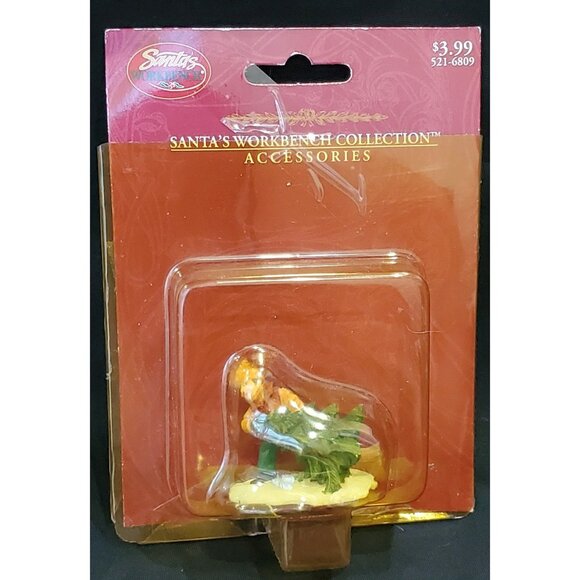 Santa's Workbench BOY CARRYING PINE TREE Christmas Village figure OWell 1.5"h - Picture 6 of 6